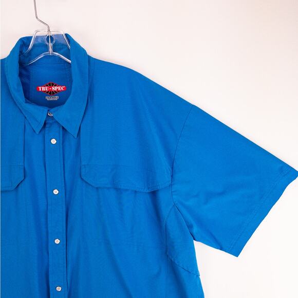 Tru-Spec Hiking Shirt Men's 2XL Vented Snaps Blue Button Down Short Sleeve - Picture 4 of 13